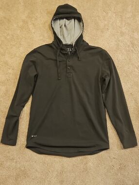 BYLT Basics Men's Dark Gray Hooded Henley shirt with Light Gray Lining